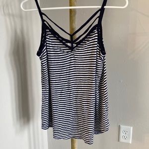 Navy blue and white tank top